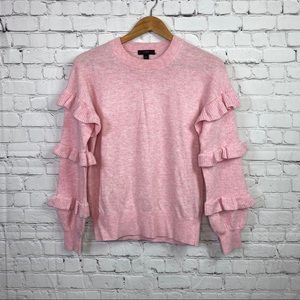 J.Crew Ruffle Sleeves Pink Sweater 50% wool blend